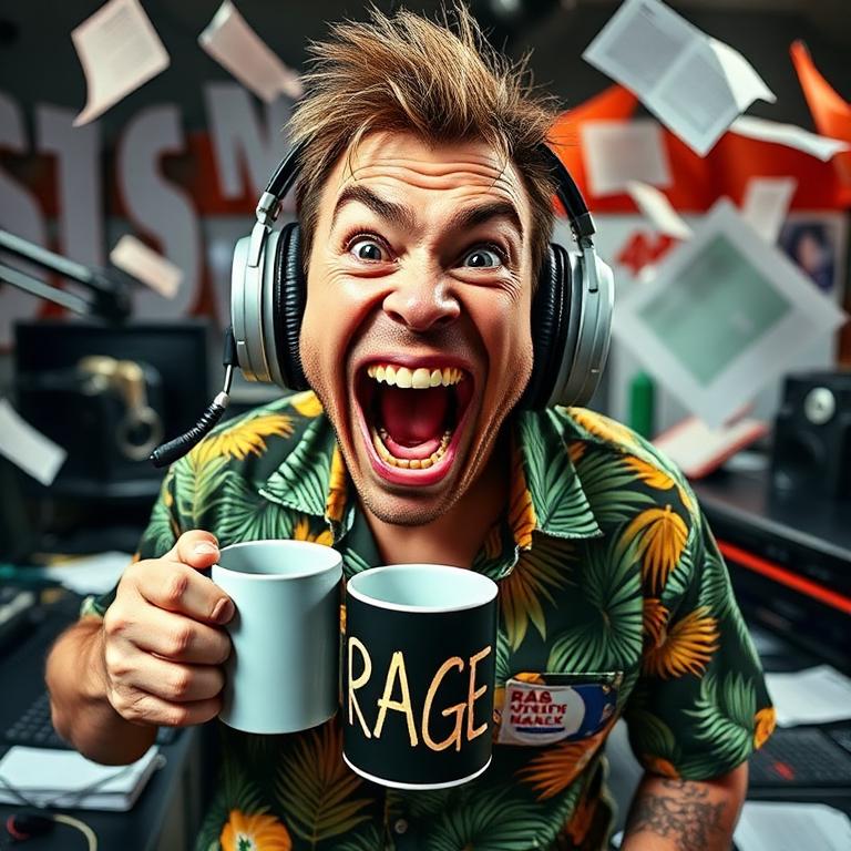 Portrait of fictional radio host Dazza McGinty